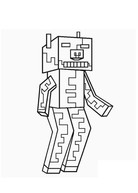Online coloring book: Coloring book Minecraft pig character